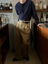 Waffle henry neck crop long sleeves(3color)