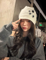Unique Button Point Beanie (2color)