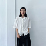 Sheer Openwork Knit Short Sleeve Shirt