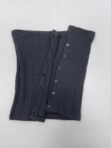 Button Ribbed Layered Tube Top