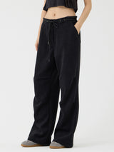 Chin Non-Obi Low-Rise Pants, Black