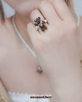 Teddy Heart Pearl Ring