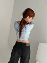 BLACK STRIPE WASHING DENIM PANTS