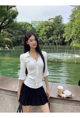 ドットタイVネックカラーシャツ