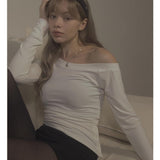 ワンショルダーボタンTシャツ - ホワイト