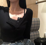 [BELLIDE MADE] エアリーラウンドボタンリブTシャツ