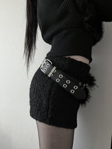 eyelet fur belt (2color)