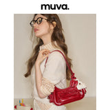 muva. Ballet‑Style Bow‑Detail Underarm & Cross‑body Bag, Genuine‑Leather Light Cute Elegant Women’s Purse, New Arrival Mar 14