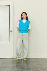 ALARM MIX KNIT VEST BLUE_WOMAN