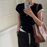 [BELLIDE MADE] Daily Label Semi-Cropped Short-Sleeved T-Shirt