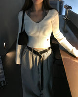 Yami Ribbed Deep V-Neck Knit