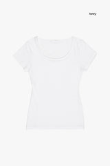 Solid slim wide-neck T-shirt