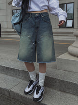 ナックスリベットスクエアデニムショートパンツ