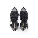 シアークロスストラップサンダルヒール(Black)