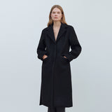 SIDE CUT OUT SINGLE WOOL COAT - BLACK