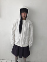 button flower hood zip-up