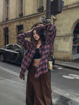 Solar loose fit hooded checkered shirt