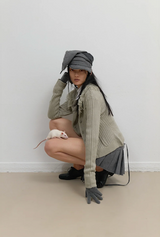 Scarf Veil Wool Cap / Grey