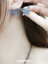 [925 Silver Post] Blue Butterfly Earring