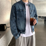 Biwon Washed Biker Denim Jacket