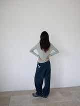 WIDE CUFFS COTTON PANTS (BLUE)