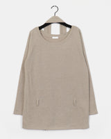 リトンストラップボートネックオフショルダー長袖ニットTシャツ