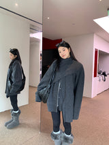 Cape Muffler Loose Fit Knit Cardigan