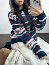 ノルディックスノーフラワーディアニット🦌❤💙🩶3COLOR