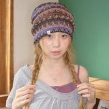 wave pattern beanie purple