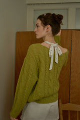 Cinnamon cable knit_olive
