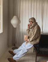 Dion sheepskin wide jogger pants