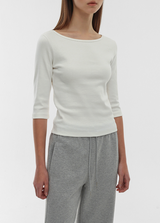 [B-BASIC] Standard Boat Neck 7/8 Sleeve T-Shirt 2SIZE