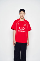 25SS カラーリングパイピングフットボールジャージ半袖Tシャツ レッド