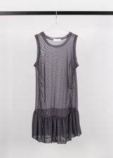 PEARL MESH SHIRRING TOP