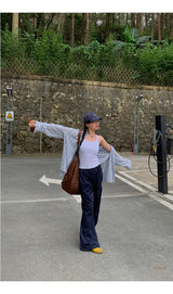 Number Navy Casual Banding Pants