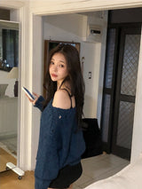 Lip Neck Knit Punching Loose Knit (7color)