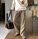 ヨギス ワイドフィット シングルタック コーデュロイパンツ