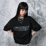 カッティングロゴオーバーサイズフィットTシャツ (BLACK)