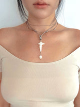 Cross Baroque Pearl Necklace