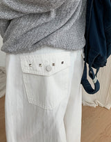 Bepos Rivet Cotton Balloon Wide Pants