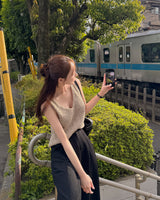 リブ ブークレニットノースリーブ