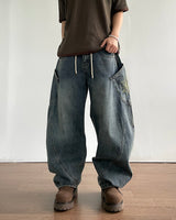 Solar embroidered denim pants