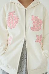 KIRING CHECK PATCH HOODIE (CREAM)