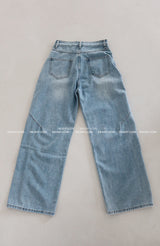 Lace to Buckle Light Blue Wide Pants