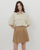 ロゴプリントプリーツスカート [BEIGE]