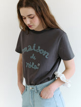 MAISON DE ROLA エンブロイダリーTシャツ チャコール