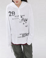 (UNISEX) アタック ヘンリーネック フーデッド ロングスリーブ