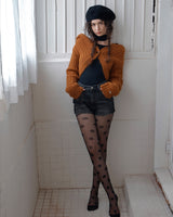 CROPPED HOODIE CARDIGAN - CAMEL BROWN