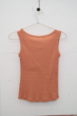 Color Flower Ribbed Sleeveless (Orange)