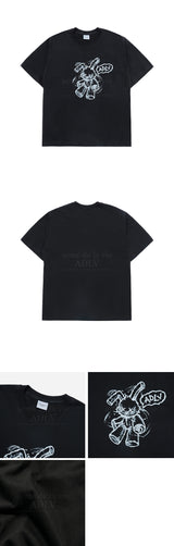 24FW HANDSKETCH RABBIT SHORT SLEEVE T-SHIRT BLACK